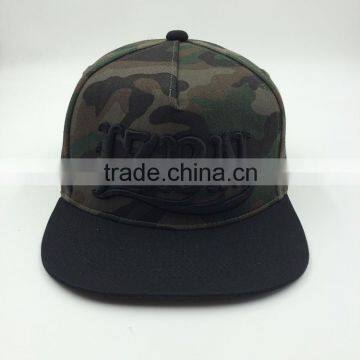 custom design your own logo 100%cotton camo snapback caps