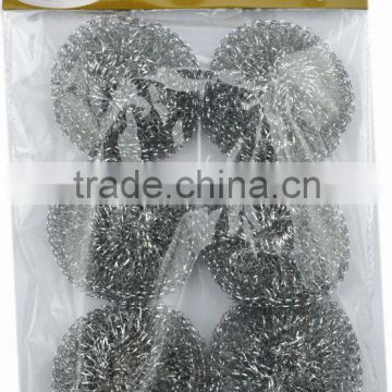 silver cleaning scrubber mesh cleaning ball , metal scourer,mesh scourer