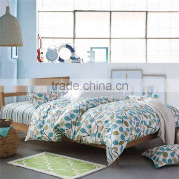 Flower Buds Branches and Stripes 100% Cotton Beddig Set