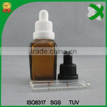 trade assurance rectangle 30ml glass dropper bottle with rubber dropper