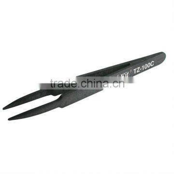 Non-metallic,Acid resistant,Heat resistant BRAND Proskit TZ-100C Carbon fiber Conductive Tweezer (Round Tips) 115mm