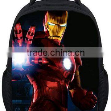 Polyester super hero school backpack for kids Iron man printed trendy school backpack