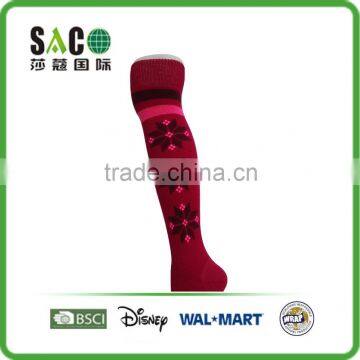 Pink Black Snow Pattern Pink Black Stripe Red Cotton Knee High Sports Socks