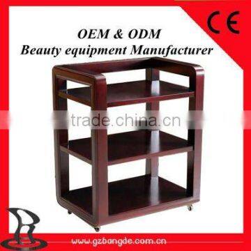 Luxury solid wood beauty salon trolley,salon furniture salon brown color trolley(BD-Q)