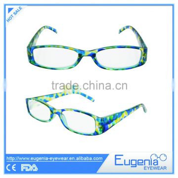 2016 fahion top design plastic flower printing reading glasses