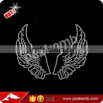 Wholesale Custom Rhinestone Wings Transfer Iron on Women T shirt and Tees