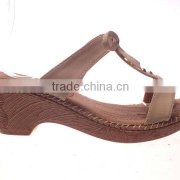 Ladies Fancy Low Heel Shoes Wood Grain Wedge Heel Slippers