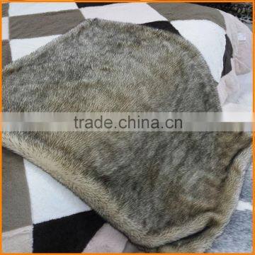 Faux Fur Throw Blanket - Rugs Two Tone Spiked Beige on Brown photo-2