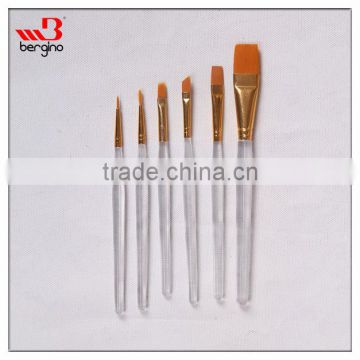 5pcs transparent plastic handle nylon hair artist brush set