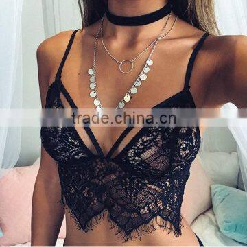 Bonvatt Lace Bra Top Wireless Cups Brassiere Fashion Eyelash Bralette Cute Crop Top bra Underwear Intimate Tops