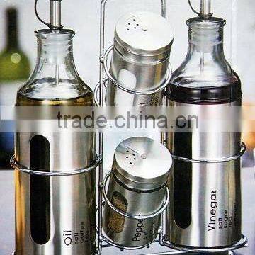 glass spice jar set with metal rack