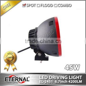 45W 6.7" Vision Cannon Jeep SUV Offroad Black Red Chrome Narrow LED Spot Driving Light photo-4