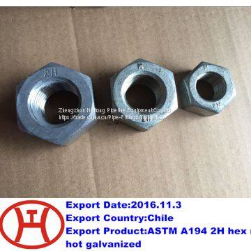 ASTM A194 2H hex nut hot galvanized