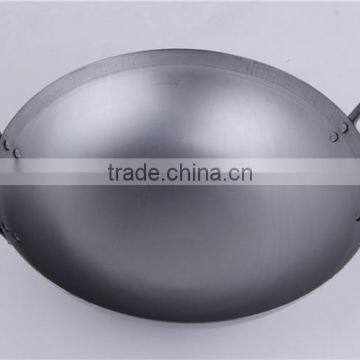 Carbon Steel Material Machine Made Two Handle Steel Wok