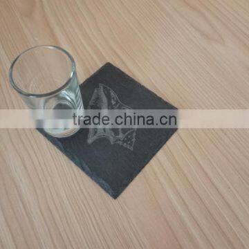 Natural Lazed Black Slate Coaster With Sea Shell Designs photo-4
