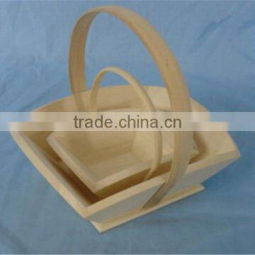 Unfinished Handmade Decorative Wooden Handel Basket Wholesale photo-5