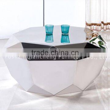 Polyhedron Mirror Silver Stainless Steel Coffee Table photo-2