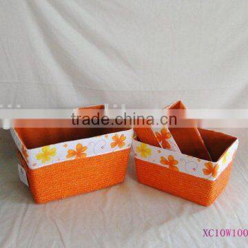 wheat straw storage basket with beautiful lace