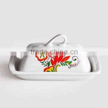 Ceramic Butter Dish With Decal Printing, Butter Dish With Decoration, Rooster photo-2