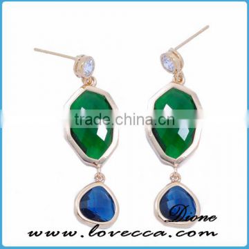 Fashion earrings jewellery glass parcel dangle earrings peridot earrings