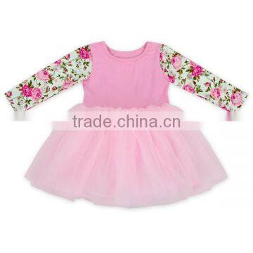 2017 Children Summer Clothes Pink Tulle Floral Party Dresses Kids photo-2