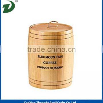 Mini wooden barrel for coffee storage