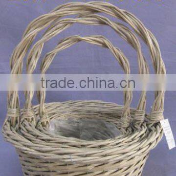 Set of Three Round Willow Flower Basket