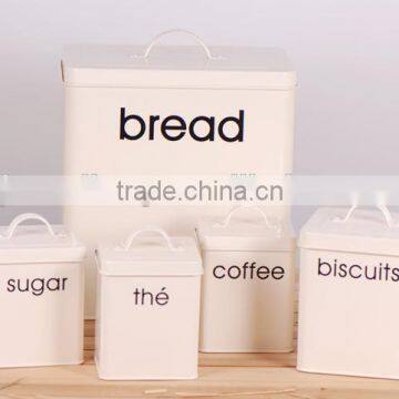 Set of 5 Household Square Metal Storage Canisters Bread Box Coffee Tea Biscuit Sugar Tin Jar photo-2