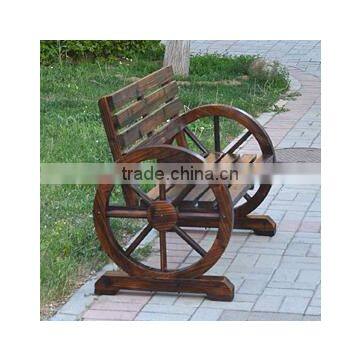 Garden Wooden Bench Wagon Wheel Armrests