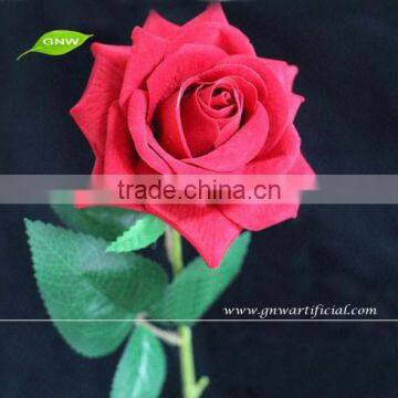 FLS07 GNW red velvet rose flower real touch for wedding decoration flower plastic