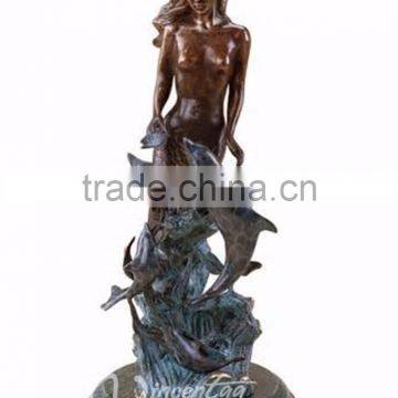 High Quality Hot Sale Bronze Dolphin and Mermaid Sculpture photo-3
