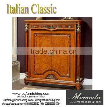 YB29 Italian Stylish Framed Glass Showcase, Antique Italian Camellia Tall Cabinet for Living Room photo-5