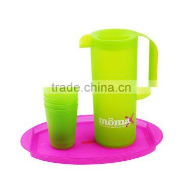 FDA Grade Plastic Pitcher Set With 4 Cups and Tray 1.5L photo-2