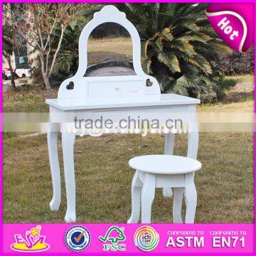 2017 New Design Youth Bedroom White Solid Wooden Dressing Table Chair W08H072 photo-5