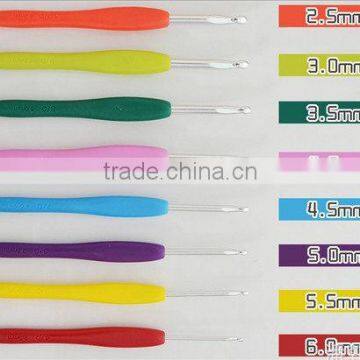 8pcs Colorful Soft Plastic Handle Aluminum Crochet Hooks Knitting Needles Set photo-2