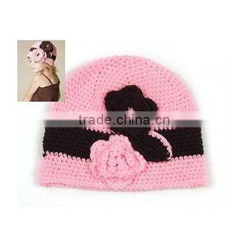 2015 Baby Flower Hat Winter Crochet Hats Handmade Knitted Hat/flower Crochet Baby Patterns photo-3