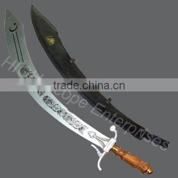 Belly Dance Sword Balanced Aluminum metal with cover wooden handle