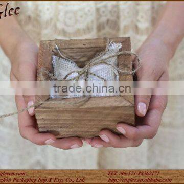 small size ring bearer box with burlap pillow 4in