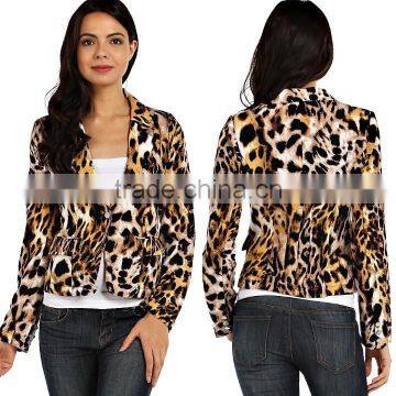 women ANIMAL PRINT KNIT BLAZER wholesale lepoard blazer