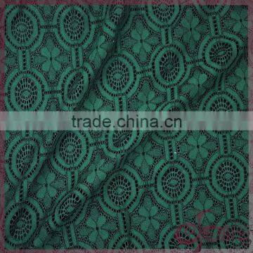 Dark green floral design vintage warp knitting voile latest lace fabrics for dress