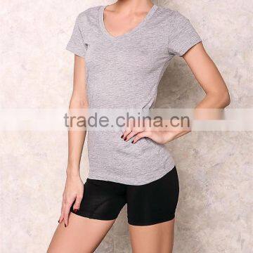 Korean ladies tops latest neck design fashion tee shirt HST3788