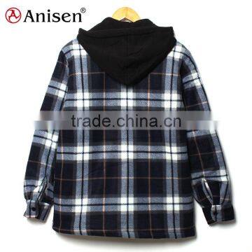 Stock Clothing Men Fleece Plaids Jacket With Hood photo-2