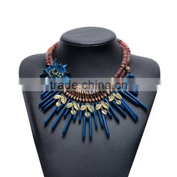 Recommend New Necklace Vintage Ethinc the Exaggerated Flower Necklace Plate Geometric Hand-woven Resin Necklace photo-2