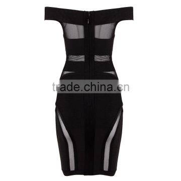 Black White Off Soulder Short HL See Through Sexy Women Bodycon 2014 Mesh Bandage Dress Sling Party Tight Dress photo-5