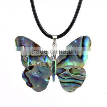 2017 butterfly carved abalone shell necklace european style shell leather necklace for valentine gifts