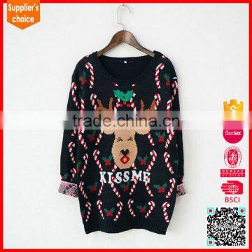 Latest design jacquard patterns knitted christmas pullover sweater