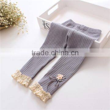 S32832W 2017 Spring Flower Girl Pants Baby Girls Leggings Kids Cotton Lace Bowknot Trousers photo-4