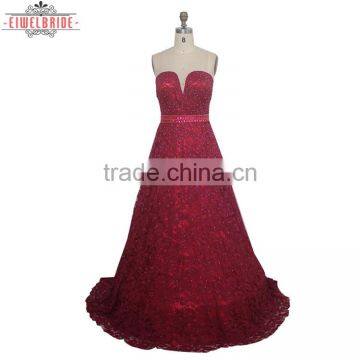 China Red Custom Beaded Evening Dress photo-2