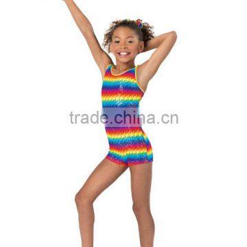 2016 Hot !!-rainbow color sequin tap and Jazz leotard child costumes