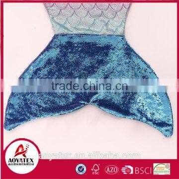 Super Soft Gradient Color Sequins Flannel Fleece Mermaid Tail Blanket photo-6